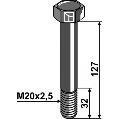 Boulon M20x2,5x127 - 10.9