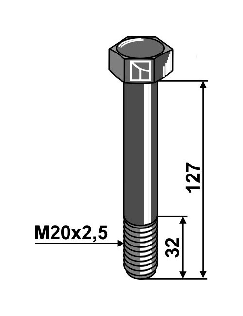 Boulon M20x2,5x127 - 10.9