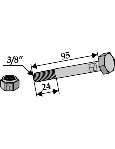 Boulon avec écrou à freinage interne - 3/8''UNF
