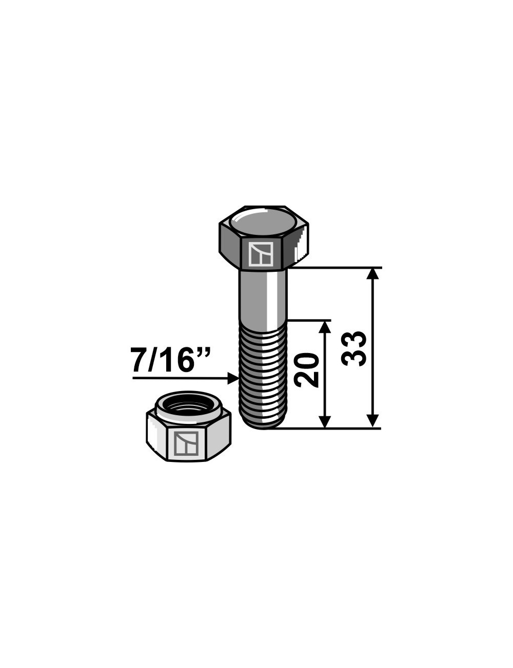 Boulon avec écrou à freinage interne - 7/16''UNF