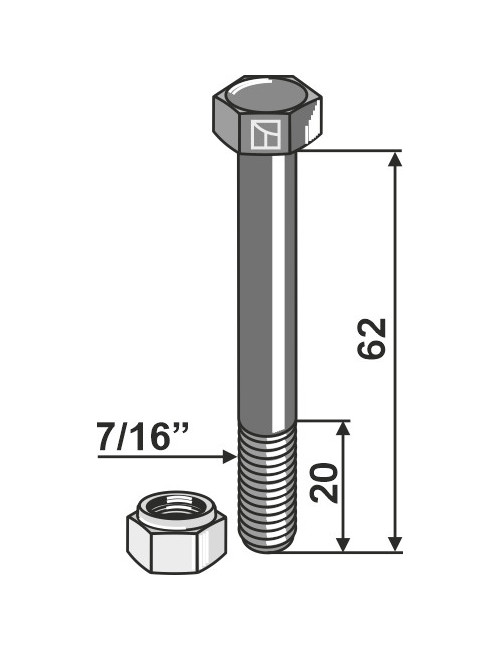 Boulon avec écrou à freinage interne - 7/16''UNF