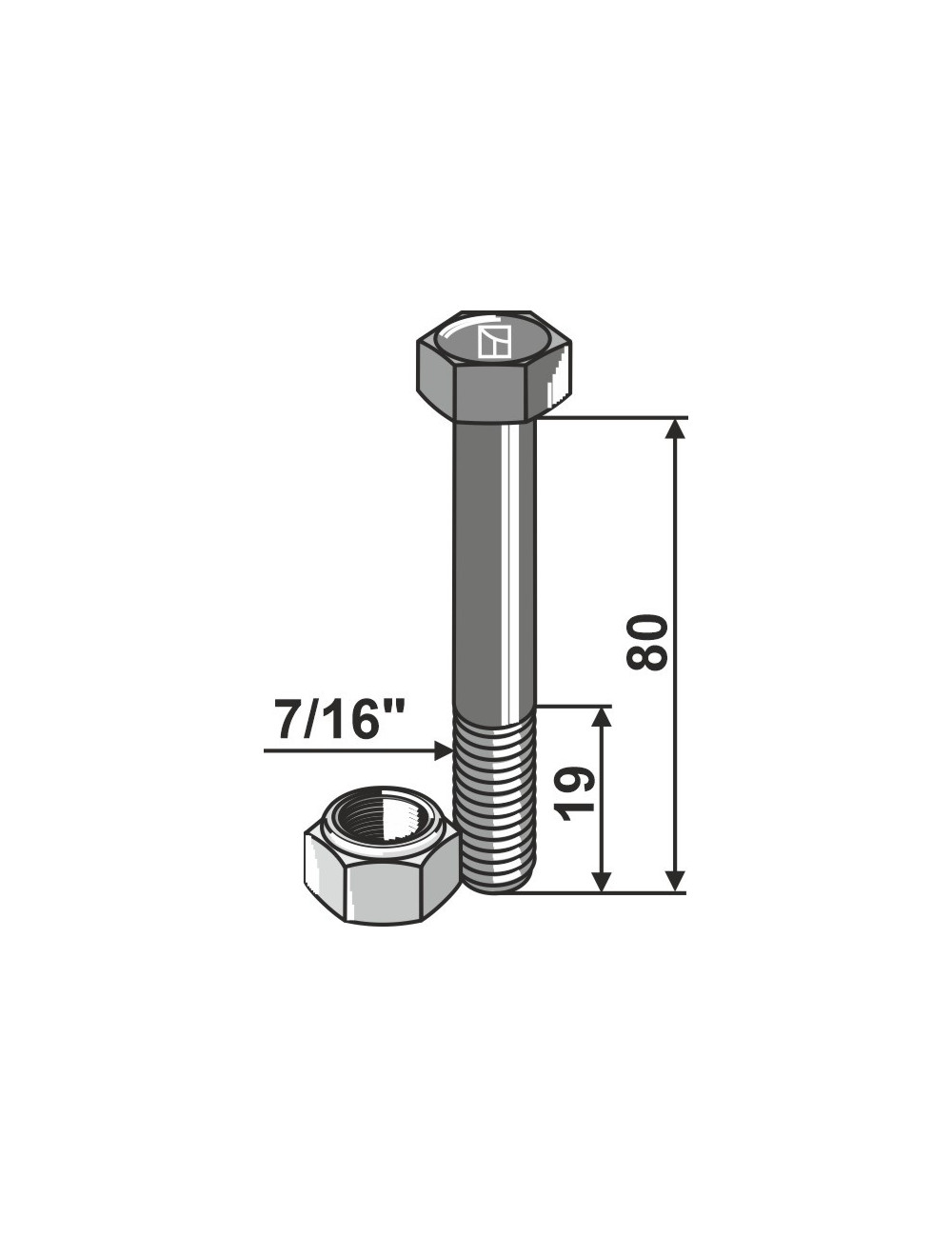 Boulon avec écrou à freinage interne - 7/16''UNF