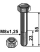 Boulon avec écrou à freinage interne - M8 x 1,25 - 8.8
