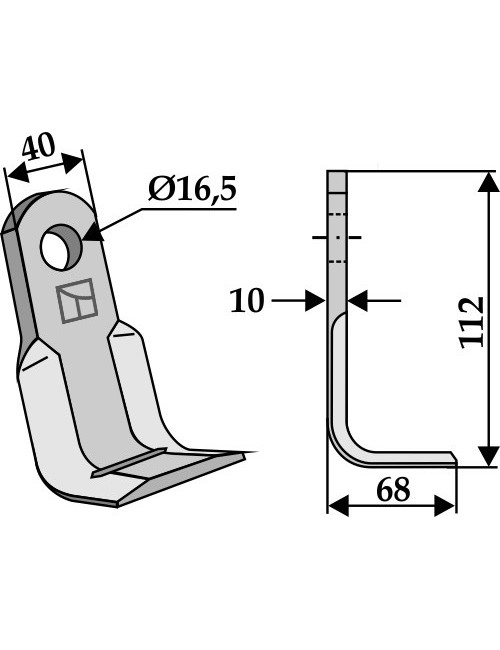 Couteau équerre