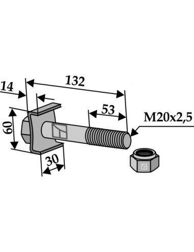 Boulon avec écrou à freinage interne M 20 x 2,5 - 8.8