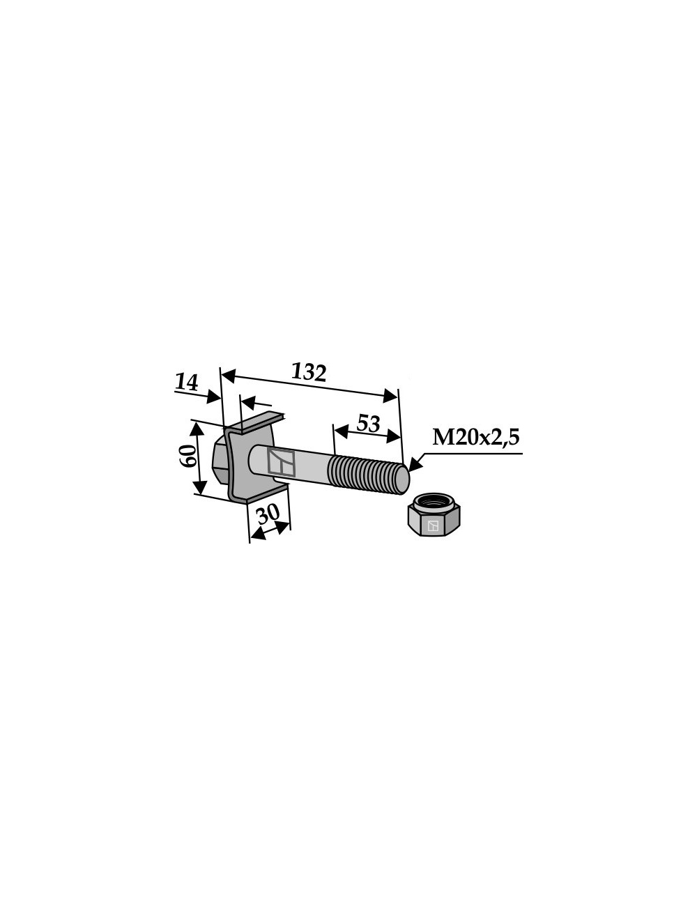 Boulon avec écrou à freinage interne M 20 x 2,5 - 8.8