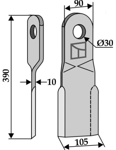 Couteau broyeur, modèle droit