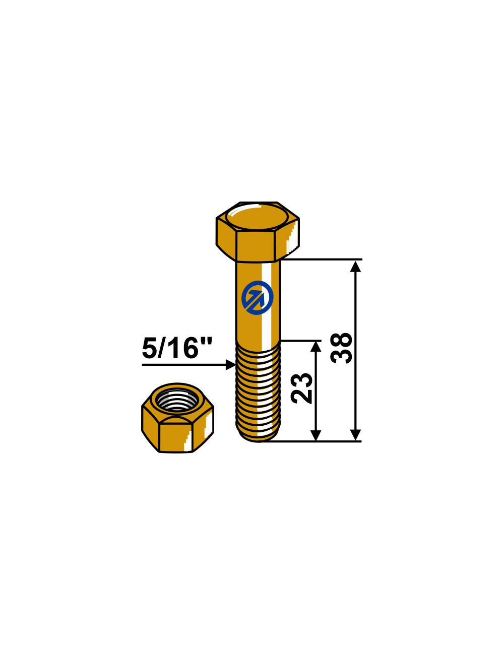 Boulon avec écrou à freinage interne -  5/16''