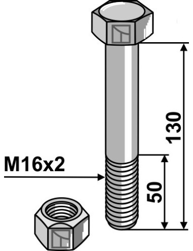 Boulon - M16 x2x 130- 10.9