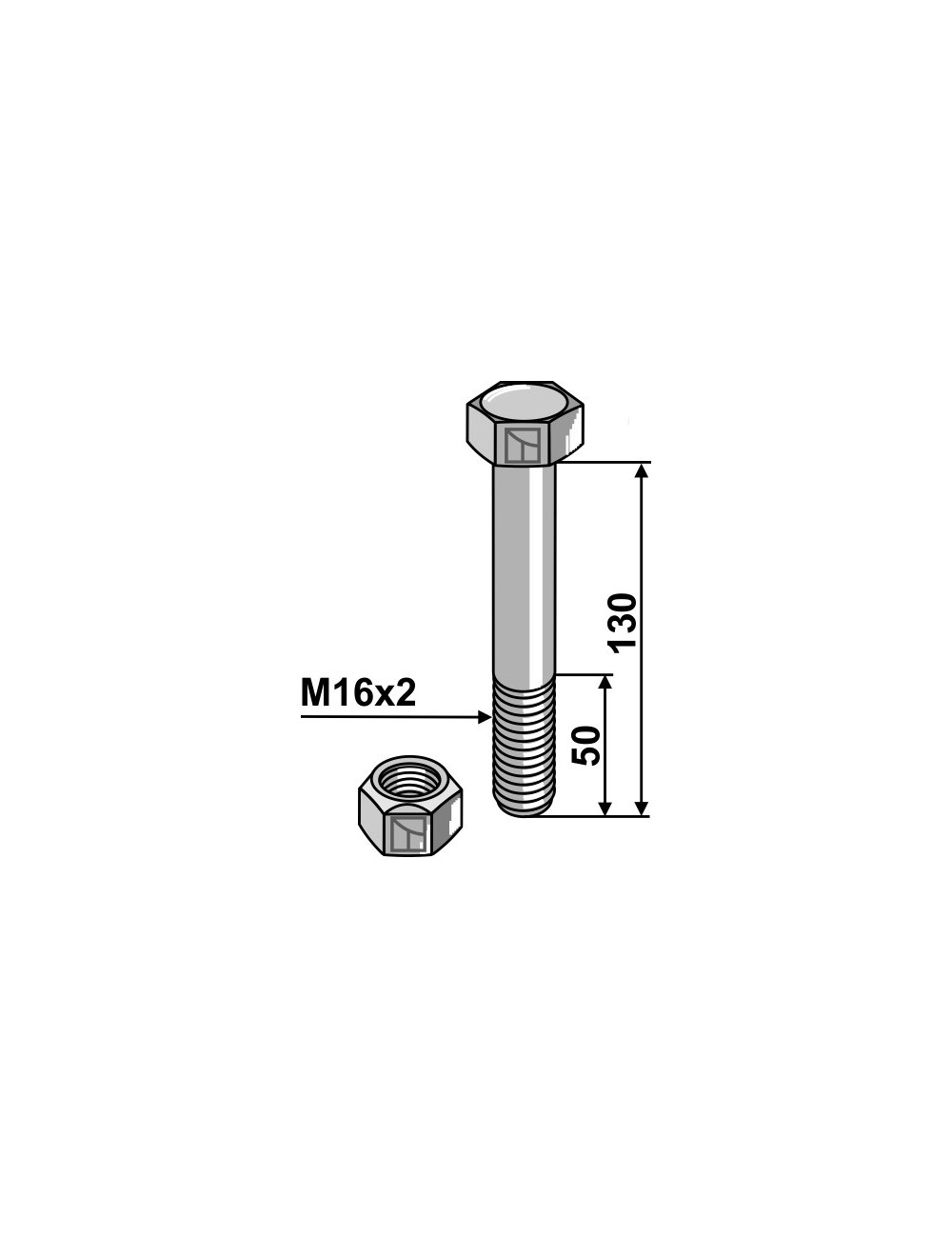 Boulon - M16 x2x 130- 10.9