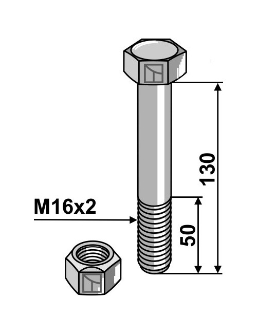 Boulon - M16 x2x 130- 10.9