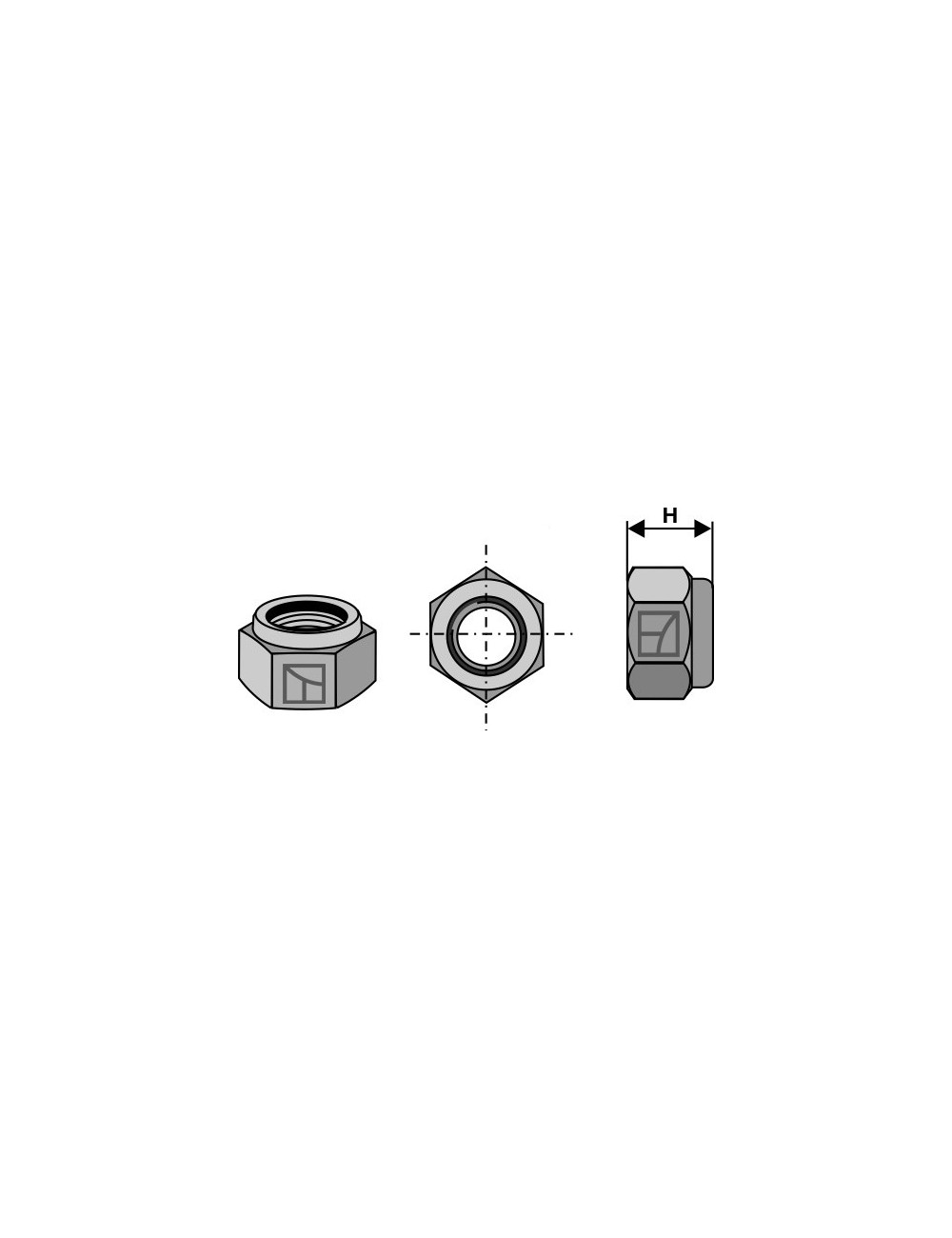 Écrou hexagonal à freinage interne - M12x1,25 - 8.8