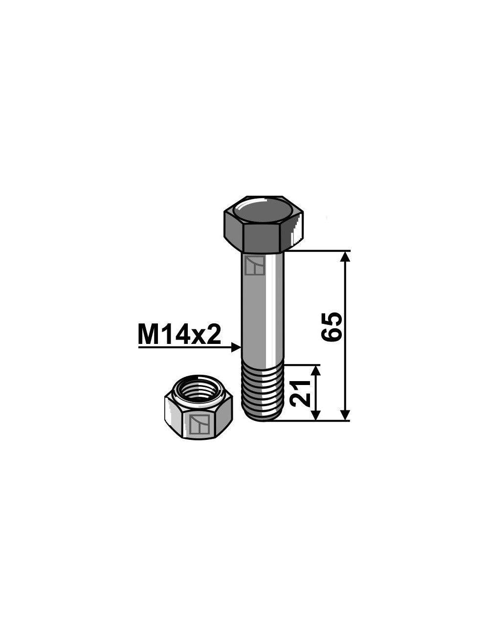 Boulon avec écrou à freinage interne - M14x2 - 10.9