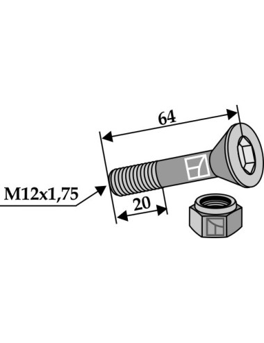 Boulon M 12 x 65 -10.9 avec écrou à freinage interne