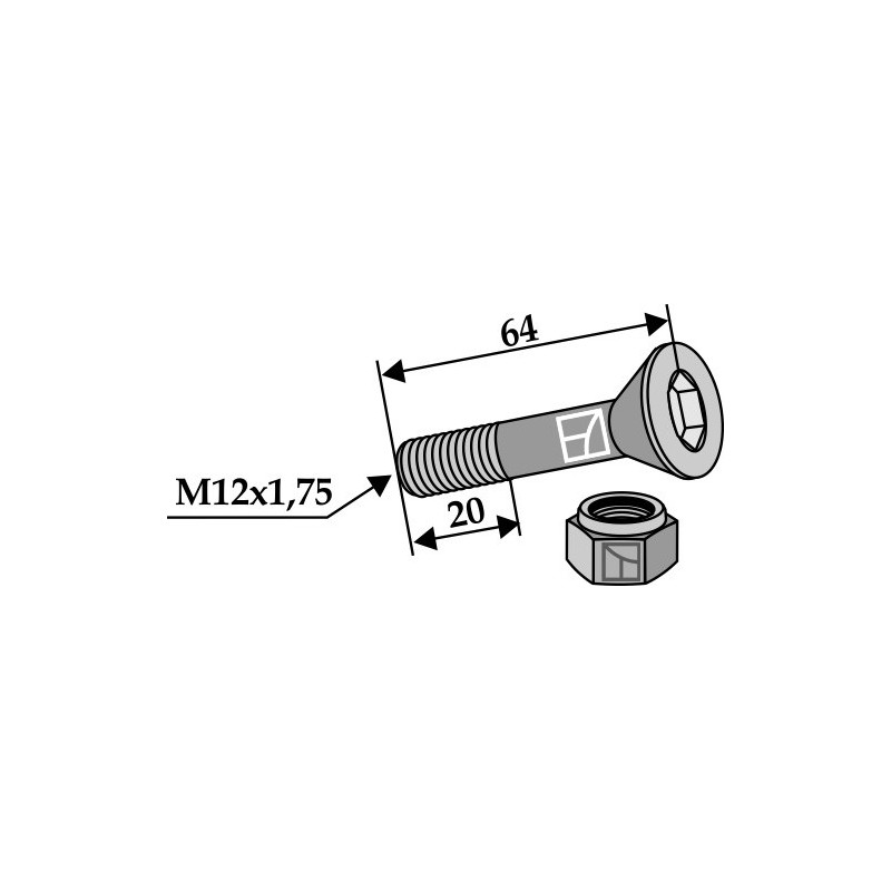 Boulon M 12 x 65 -10.9 avec écrou à freinage interne