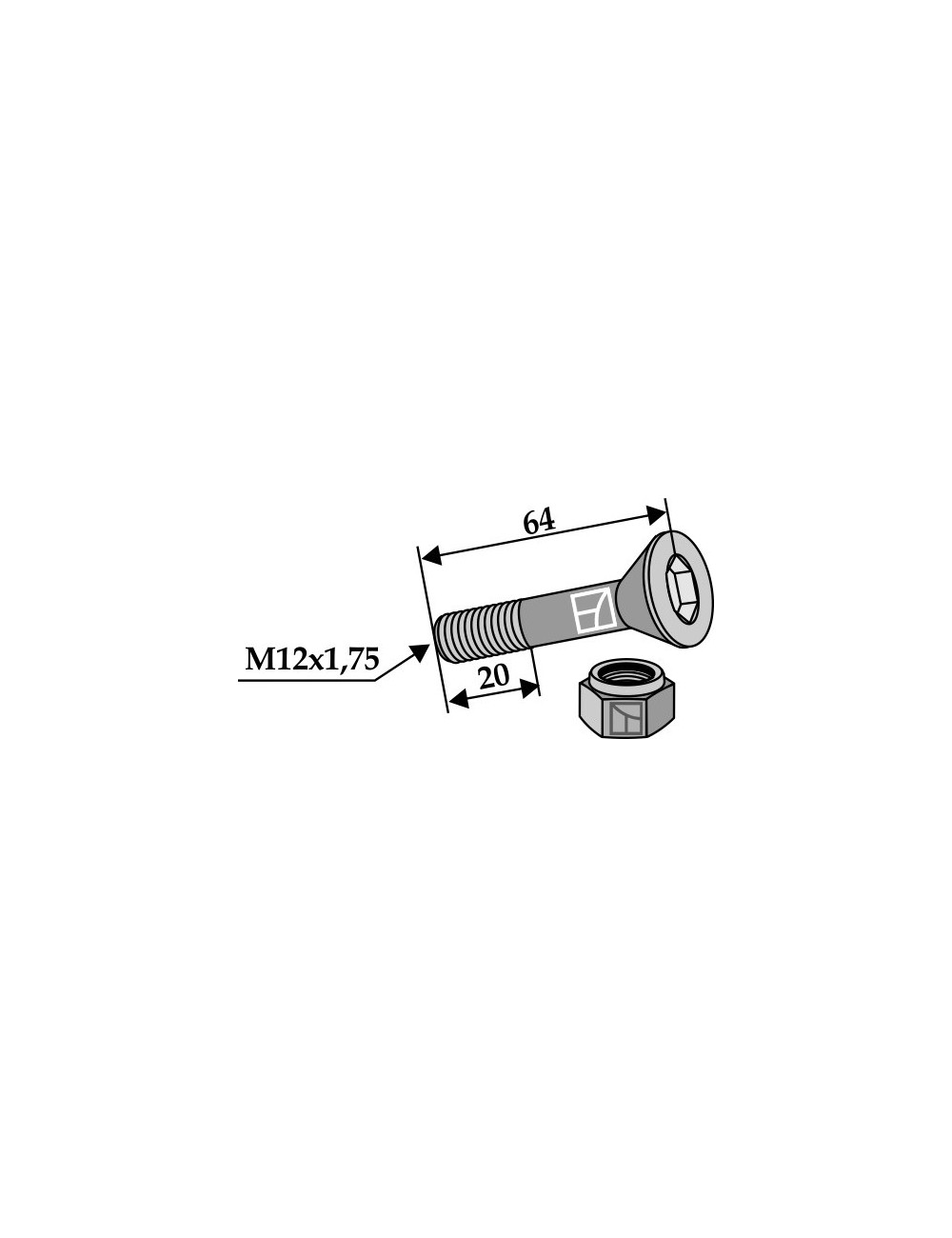 Boulon M 12 x 65 -10.9 avec écrou à freinage interne