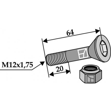 Boulon M 12 x 65 -10.9 avec écrou à freinage interne