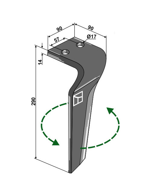 Dent pour herses rotatives, modèle gauche