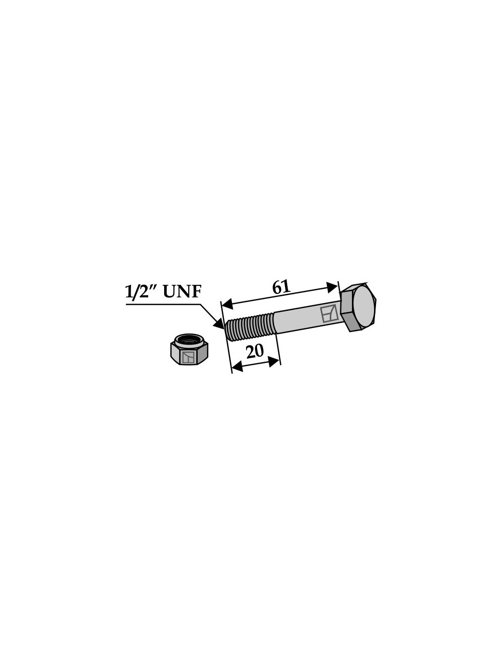 Boulon avec écrou à freinage interne - 1/2''UNF