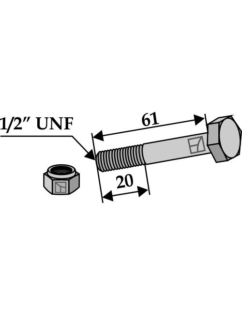 Boulon avec écrou à freinage interne - 1/2''UNF