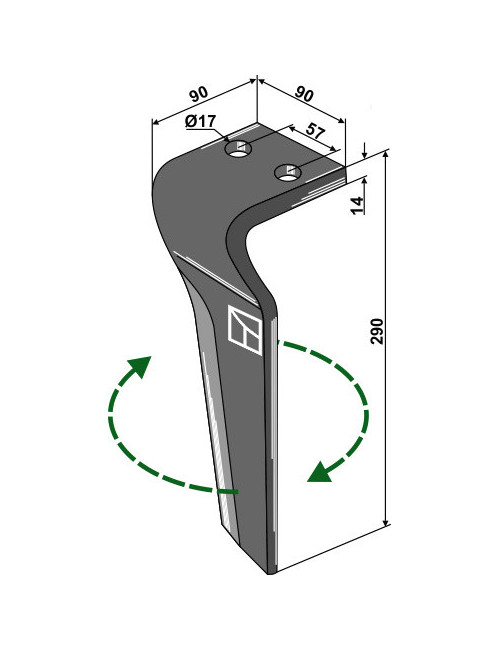 Dent pour herses rotatives, modèle droit
