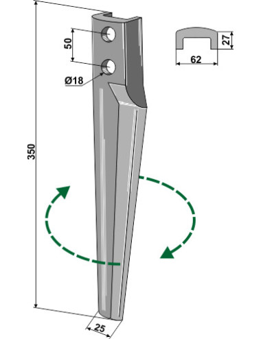 Dent pour herses rotatives,...