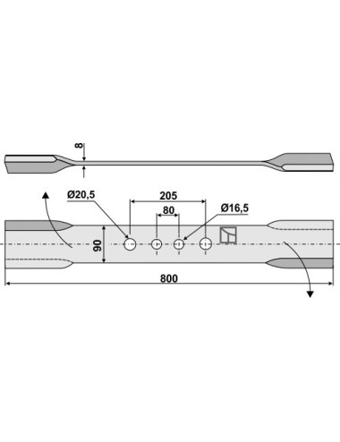 Couteau torsadé