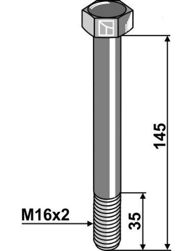 Boulon M16x2 x 145- 10.9