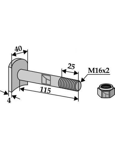 Boulon M 16 x 2 - 8.8 avec écrou à freinage interne