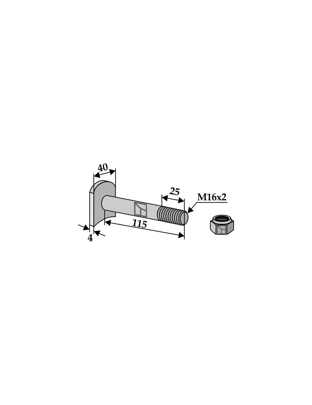 Boulon M 16 x 2 - 8.8 avec écrou à freinage interne