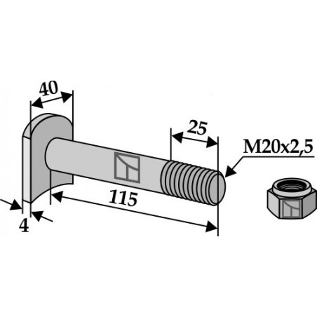 Boulon M 20 x 2,5 - 8.8 avec écrou à freinage interne