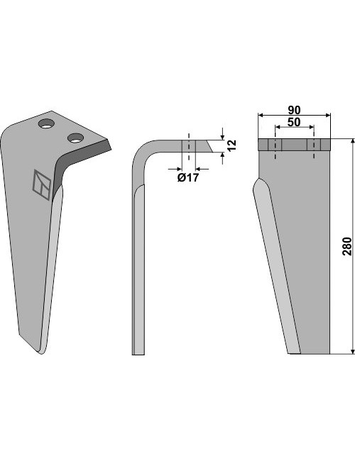 Dent pour herses rotatives, modèle gauche