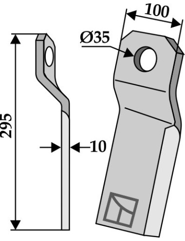 Couteau-broyeur torsadé - court - gauche