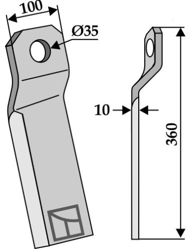 Couteau-broyeur torsadé - long - droit