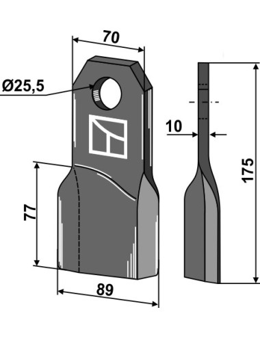 Couteau broyeur, modèle gauche