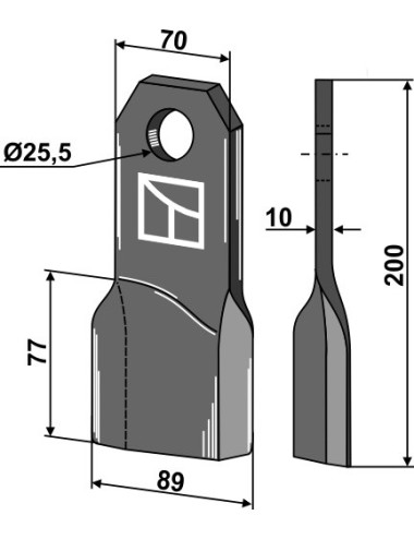 Couteau broyeur, modèle gauche