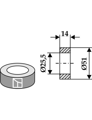 Rondelle Ø51x14xØ25,5