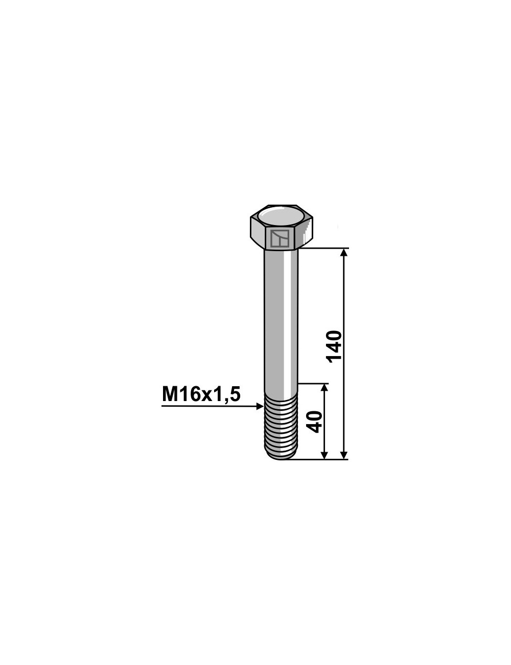 Boulon à tête hexagonale avec filet fin - M16x1,5x140 - 8.8