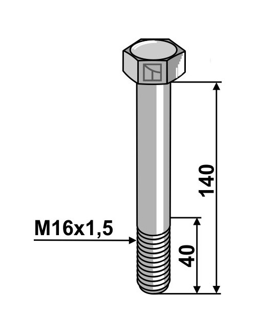 Boulon à tête hexagonale avec filet fin - M16x1,5x140 - 8.8