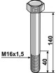 Boulon à tête hexagonale avec filet fin - M16x1,5x140 - 8.8