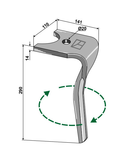 Dent pour herses rotatives, modèle droit
