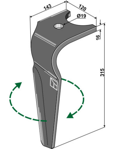 Dent pour herses rotatives,...