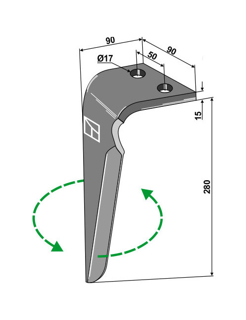 Dent pour herses rotatives, modèle gauche