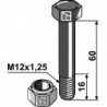 Boulon avec écrou à freinage interne - M12x1,25 - 10.9