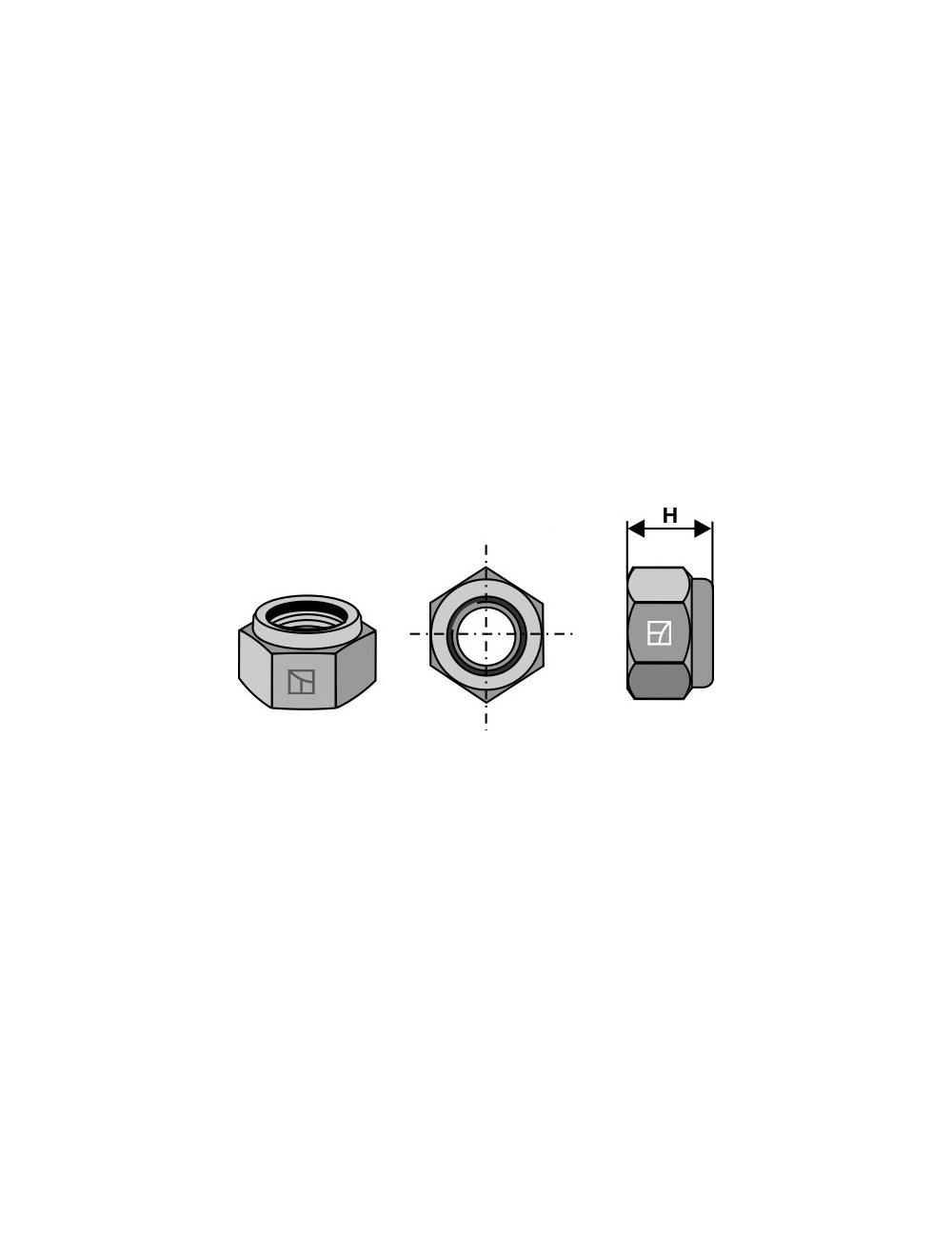 Écrou hexagonal à freinage interne - M12x1,25 H12- 10.9