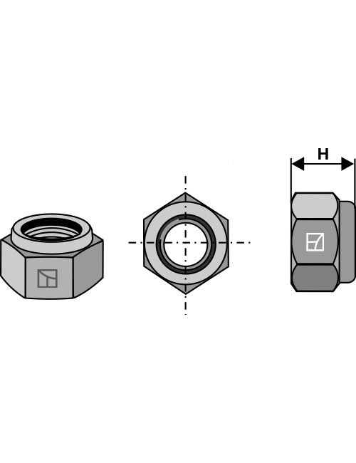 Écrou hexagonal à freinage interne - M12x1,25 H12- 10.9