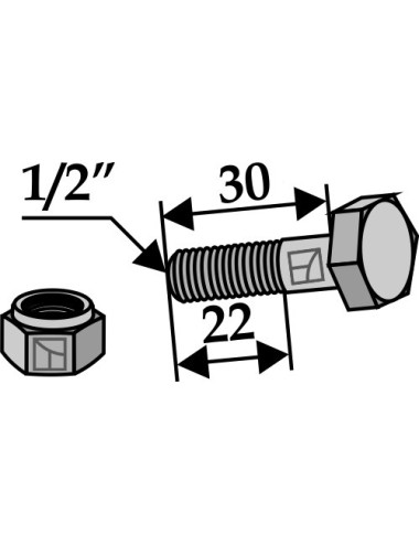 Boulon avec écrou à freinage interne - 1/2''UNF