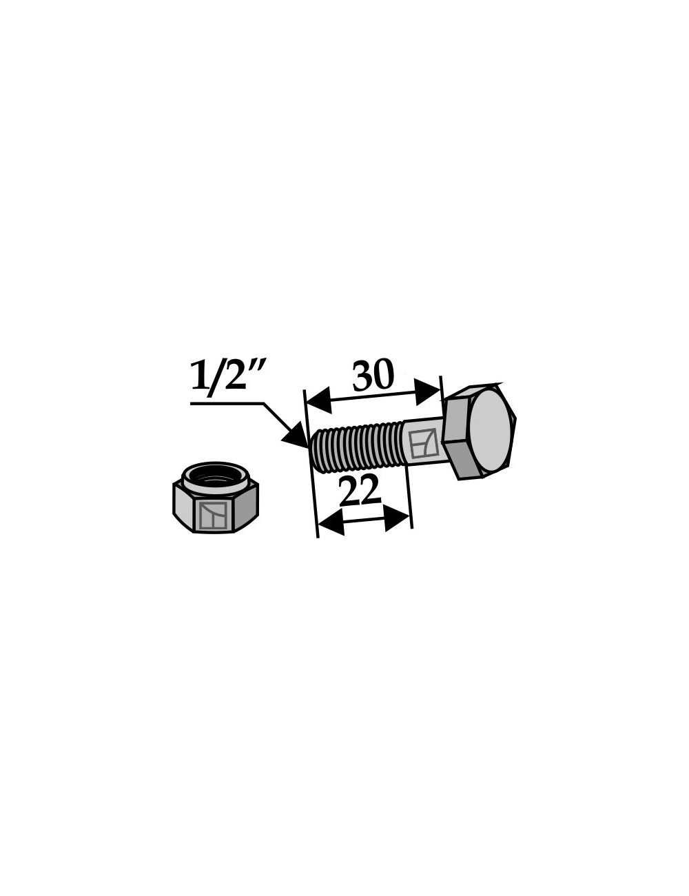 Boulon avec écrou à freinage interne - 1/2''UNF