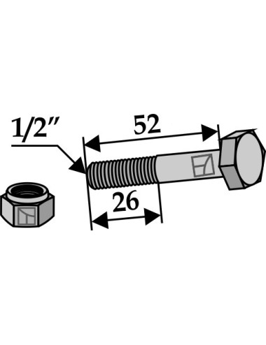 Boulon avec écrou à freinage interne - 1/2''UNF
