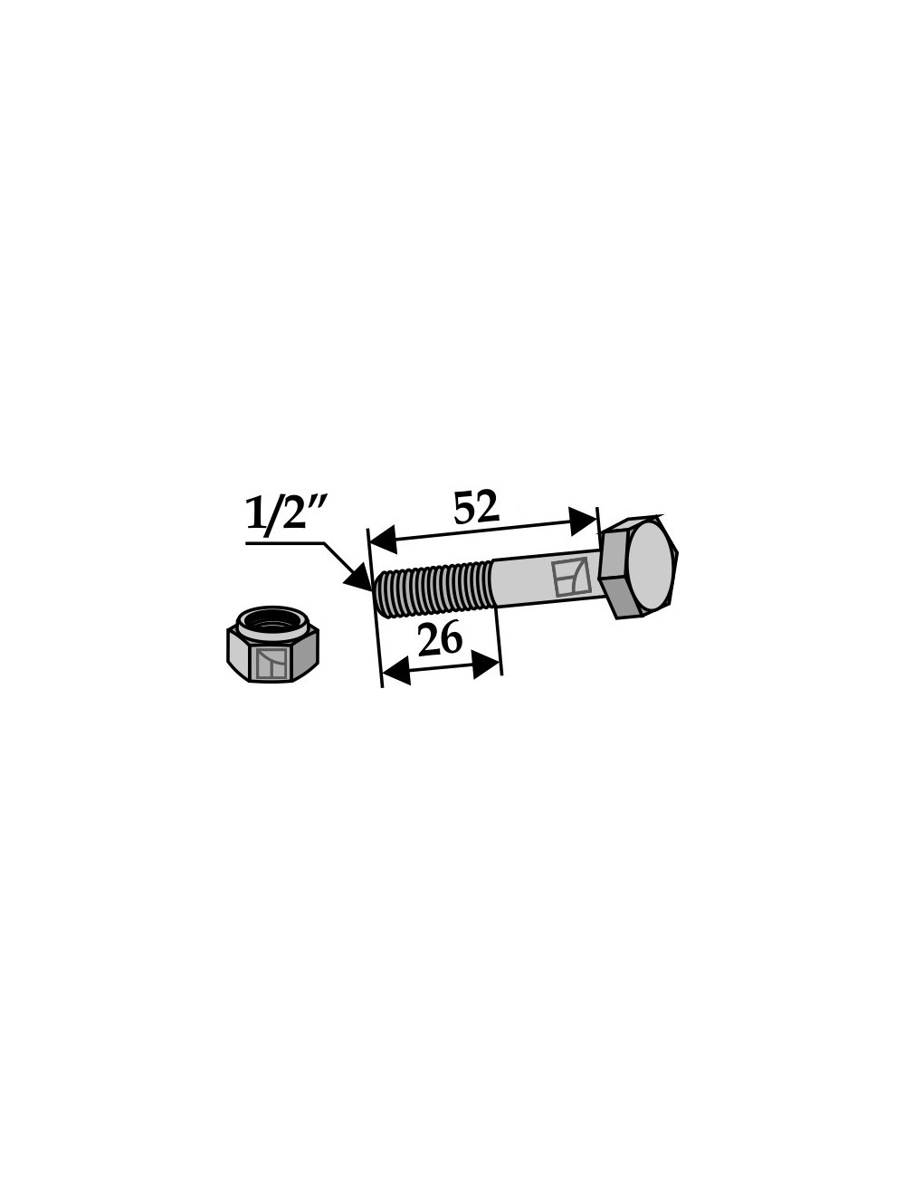 Boulon avec écrou à freinage interne - 1/2''UNF